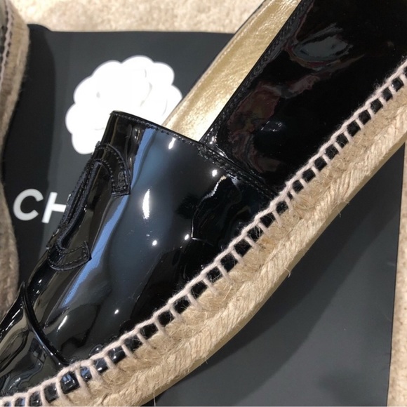 COPY - 💯 Authentic Chanel Black Patent Leather Espadrilles - Picture 3 of 5
